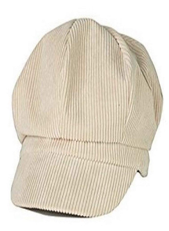 Brcus Women Vintage Newsboy Cabbie Peaked Beret Cap Warm Baker Boy Visor Hat Flat Cap Cream